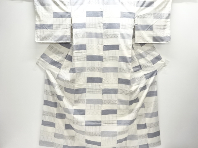 JAPANESE KIMONO / UNUSED TSUMUGI / WOVEN GRID & KASURI 